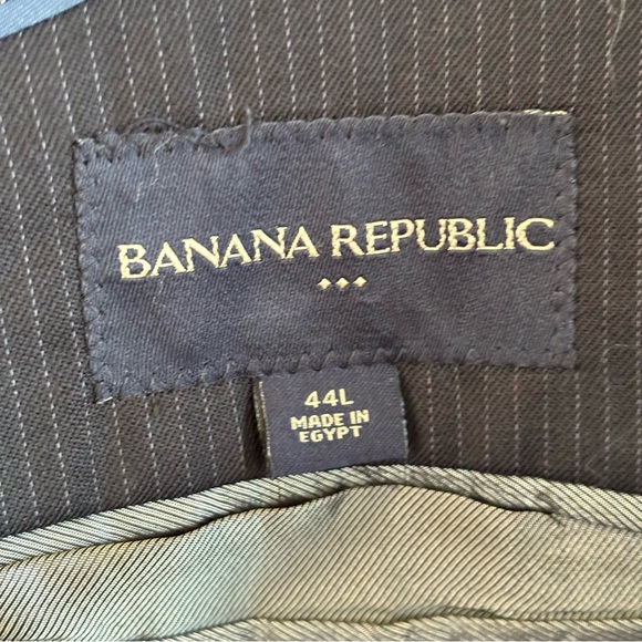 Banana Republic Factory Deep Navy Stripe Wool Blend 3 Button Sport Coat Mens 44L - Picture 9 of 10